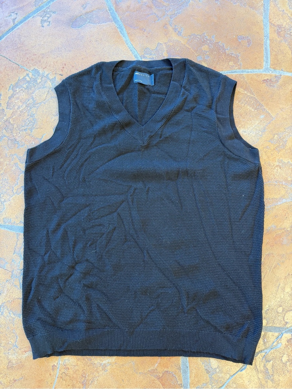 ASOS DESIGN Acrylic Black Solid Knit V-Neck Sleeveless Sweater Vest Men's S